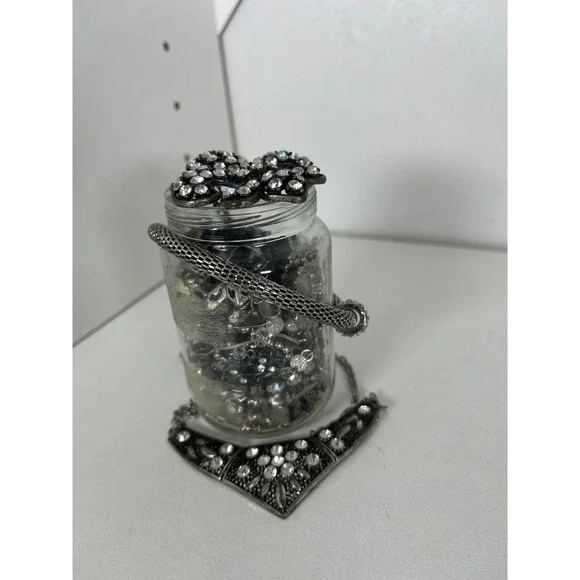 Mixed Silver Tone Costume Jewelry Lot Jar Rhinestone Statement Necklace Brooch - Picture 2 of 11
